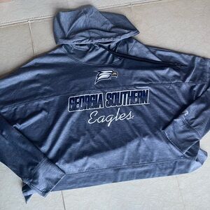 Georgia Southern Russell Athletic Blue Cropped Athletic Hoodie